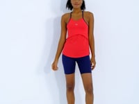 Red Back Cross Strap Detailed Standard Fit Women's Sports Singlet - 97261