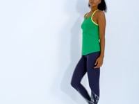 Green Back Cross Strap Detailed Standard Cut Women's Sports Singlet - 97261