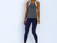 Dark Grey Back Color Detailed Logo Printed Standard Cut Women's Sports Singlet - 97257