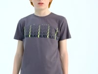 Dark Gray Print O Collar Standard Fit Boys T-Shirt - 11149