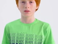 Neon Green Print O Collar Standard Fit Boys T-Shirt - 11149