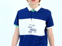 Indigo Color Gradient Embroidered Detailed Standard Pattern Polo Collar Boys T-Shirt - 11110