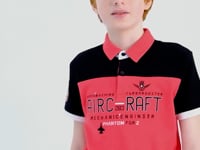 Coral Color Block Letter Embroidered Standard Fit Polo Collar Boys T-Shirt - 11087