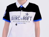 White Color Block Letter Embroidered Standard Fit Polo Collar Boys T-Shirt - 11087