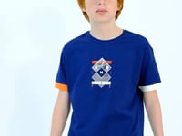 Indigo Cuff Colored Detailed Printed Oversize Boys' T-Shirt - 11137