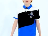Detailed Standard Pattern Embroidered Color Block Polo Collar Boys T-Shirt - 11088