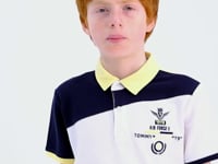 Colorful Embroidered Block Detailed Standard Cut Polo Collar Boys T-Shirt - 11088