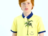 Yellow Printed Pocket Detailed Standard Fit Polo Collar Boys T-Shirt - 11144