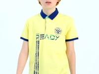 Yellow Print Pattern Standard Fit Polo Collar Boys T-Shirt - 11143