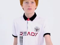 White Print Pattern Standard Fit Polo Collar Boys T-Shirt - 11143