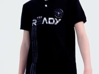 Black Print Pattern Standard Fit Polo Collar Boys' T-Shirt - 11143