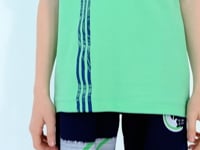 Olive Green Printed Pattern Standard Fit Polo Collar Boys T-Shirt - 11143