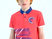 Coral Print Detailed Polo Collar Standard Fit Boys' T-Shirt - 11094