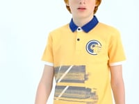 Melon Inside Print Detailed Polo Collar Standard Fit Boys T-Shirt - 11094