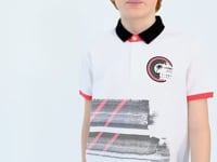 White Print Detailed Polo Collar Standard Fit Boys' T-Shirt - 11094