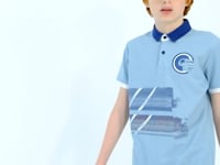 Light Blue Print Detailed Polo Collar Standard Fit Boys T-Shirt - 11094