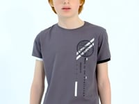 Dark Grey Print Detailed O Collar Standard Fit Boys' T-Shirt - 11131