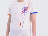 Ecru Print Detailed O Collar Standard Cut Boys' T-Shirt - 11131
