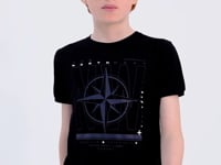 Black Compass Printed Standard Fit O Collar Boys T-Shirt - 11106
