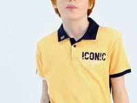 Melon Inner Collar Chest Embroidery Detailed Standard Pattern Polo Collar Boys T-Shirt - 11139