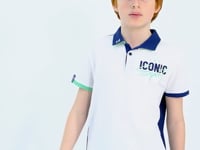 White Collar Embroidered Chest Standard Fit Polo Collar Boys T-Shirt - 11139