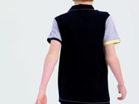 Grey Melange Collar Chest Embroidered Detailed Standard Fit Polo Collar Boys T-Shirt - 11139