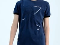 Forest Green Minimal Print Standard Fit O Collar Boys T-Shirt - 11132