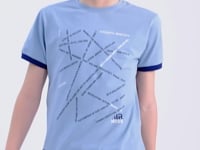 Light Blue Minimal Print Standard Fit O Collar Boys T-Shirt - 11132