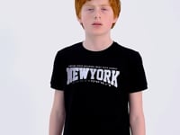 Black Print Standard Fit O Neck Men's Kids T-Shirt - 11105