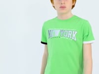 Neon Green Printed Lettering Standard Fit O Neck Men's Kids T-Shirt - 11105