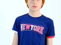 Indigo Print Standard Fit O Collar Boys' T-Shirt - 11105