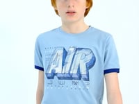 Light Blue Printed Text Standard Fit O Neck Boys T-Shirt - 11098