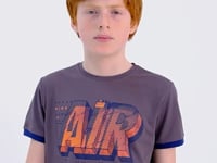 Dark Grey Print Standard Fit O Neck Boys T-Shirt - 11098
