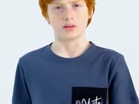 Forest Green Front Pocket Embroidered O Collar Standard Fit Boys' T-Shirt - 11116