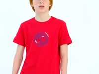 Red Embroidered Detailed O Collar Standard Fit Boys' T-Shirt - 11115