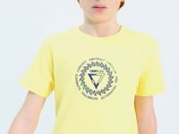 Embroidered Yellow Detailed O Collar Standard Cut Boys T-Shirt - 11115