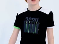 Black Print Detailed O Collar Standard Fit Boys T-Shirt - 11157