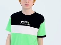 Neon Green Color Gradient Embroidered Oversize Boys T-Shirt - 11159