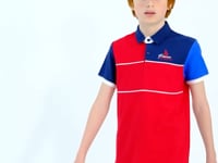 Red Color Block Embroidered Letter Detailed Standard Pattern Polo Collar Boys T-Shirt - 11109