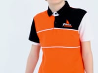 Orange Color Block Embroidered Letter Detailed Standard Pattern Polo Collar Boys T-Shirt - 11109
