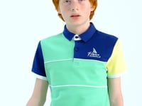 Block Embroidered Letter Detailed Standard Pattern Polo Collar Boys T-Shirt - 11109