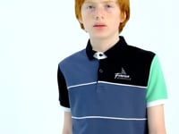 Forest Green Color Block Embroidered Letter Detailed Standard Pattern Polo Collar Boys T-Shirt - 11109