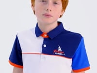White Color Block Embroidered Letter Detailed Standard Pattern Polo Collar Boys T-Shirt - 11109
