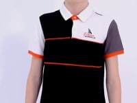 Black Color Block Embroidered Letter Detailed Standard Pattern Polo Collar Boys' T-Shirt - 11109