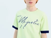 Light Green Front Text Embroidered O Collar Oversize Boys T-Shirt - 11147