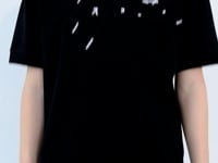 Black Front Embroidered O Collar Oversize Boys T-Shirt - 11147