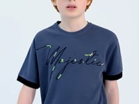Forest Green Embroidered O Collar Oversize Boys T-Shirt - 11147