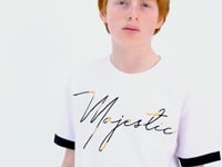 White Front Embroidered O Collar Oversize Boys T-Shirt - 11147