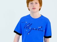 Slim Fit Embroidered O Collar Oversize Boys' T-Shirt - 11147