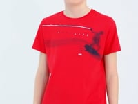 Red Print Detailed Standard Mold O Collar Boys T-Shirt - 11133